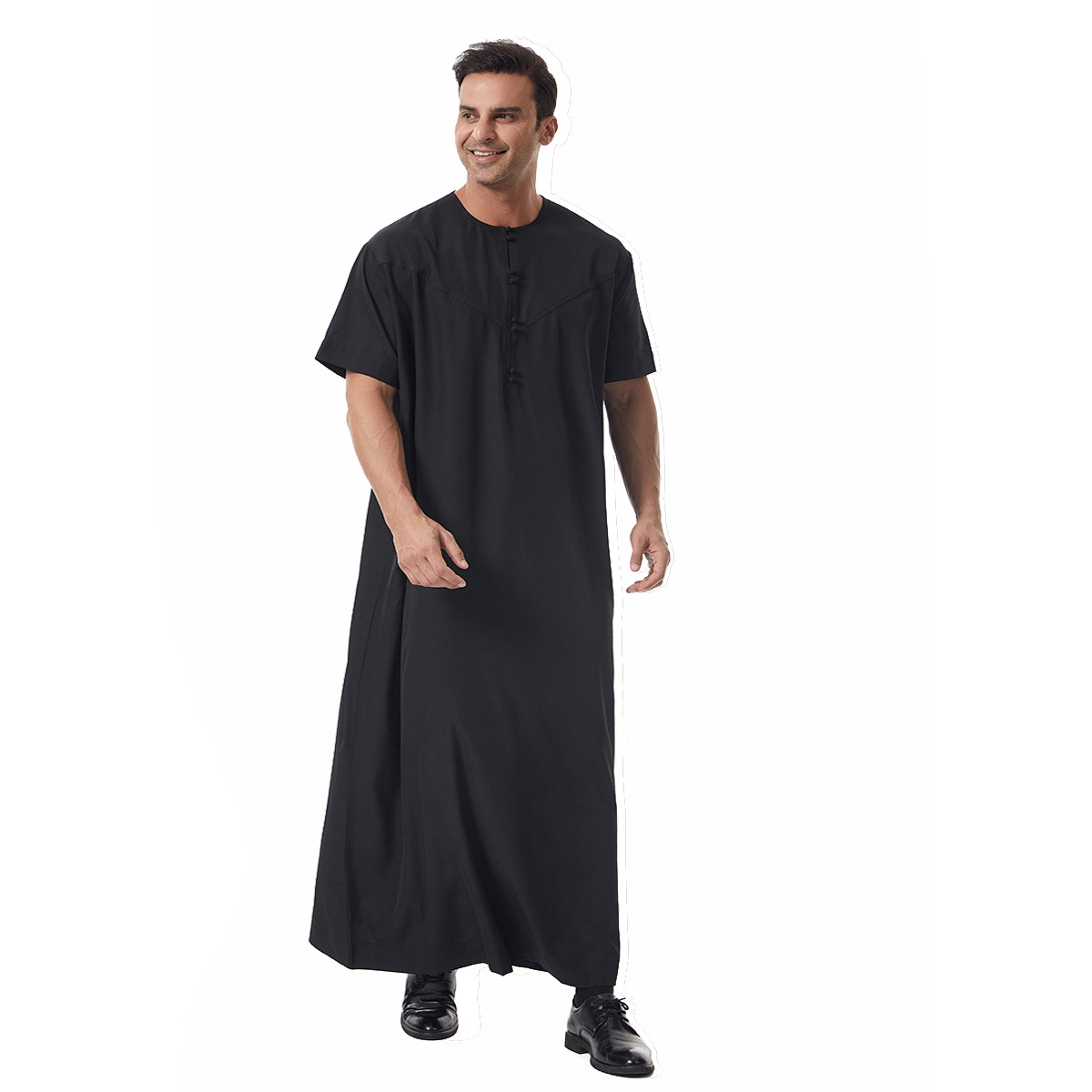 1 pièce/lot, tunique islamique à manches courtes pour hommes, robe décontractée de style arabe, robe musulmane pour hommes.