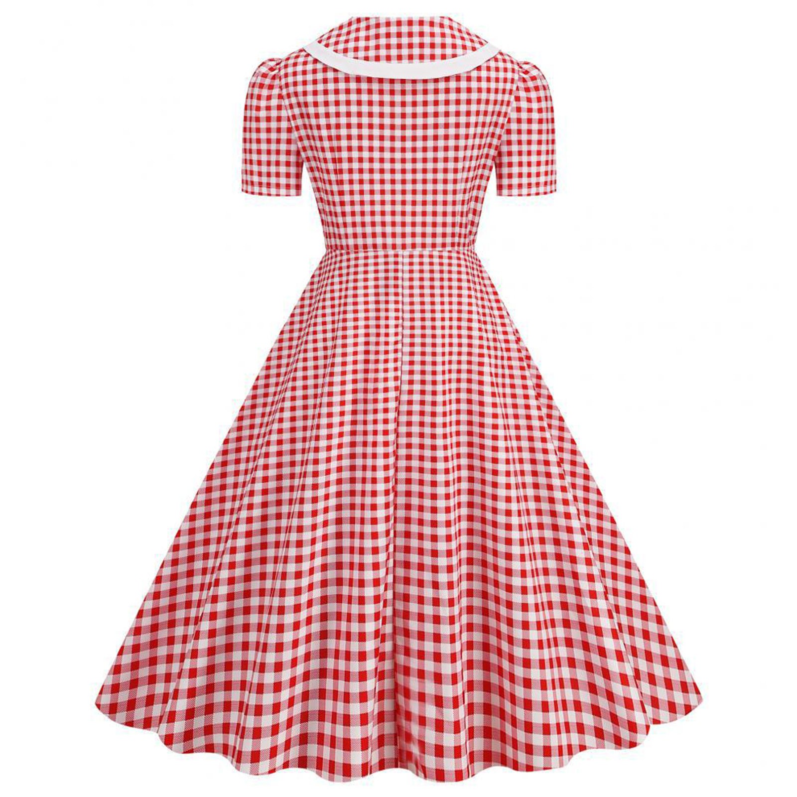 Robe trapèze rétro à carreaux pour femmes, robe trapèze, imprimé vintage, années 50 et 60, robe de soirée rockabilly, nœud, robes de Rhpour dames, été