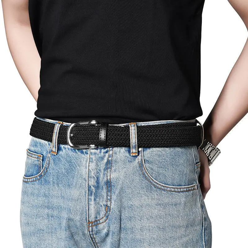 100cm 110cm 120cm nouveau Design haute qualité hommes ceinture décontractée tissé boucle élastique toile tout match femmes pantalons sens polyvalent