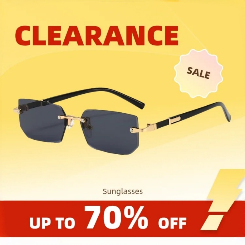 Lunettes de soleil tendance sans monture pour hommes et femmes, lunettes de soleil rectangulaires sans cadre, lunettes de soleil rétro UV400, lunettes de soleil pour voyages d'été