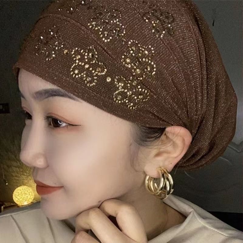 Été diamants Turban casquettes pour femmes élastique enveloppement tête Bonnet musulman Hijab Turbans femme foulard chapeau chimio chapeaux