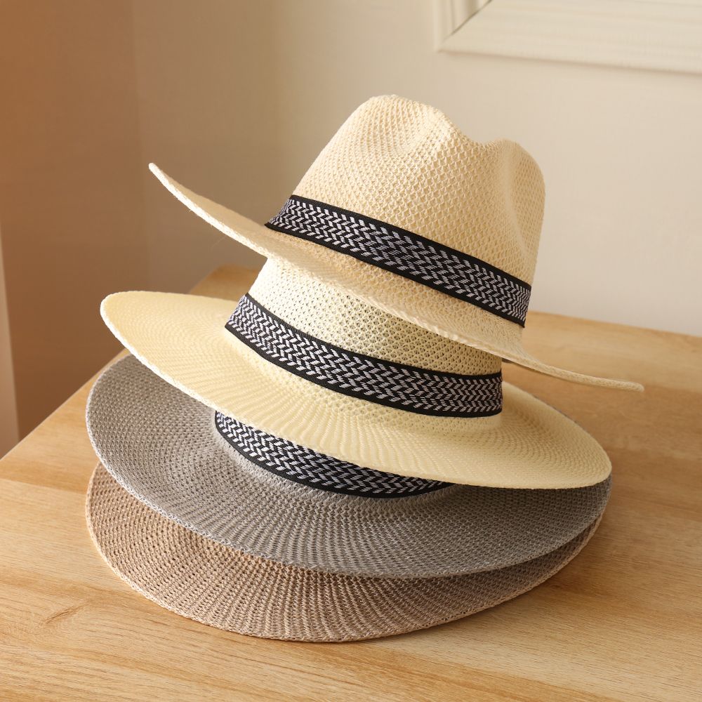 Chapeau de paille à large bord pour hommes et femmes, casquette de loisirs d'été, Fedora anderJazz, mode voyage, chapeau de soleil de loisirs, style simple, nouveau, 2022