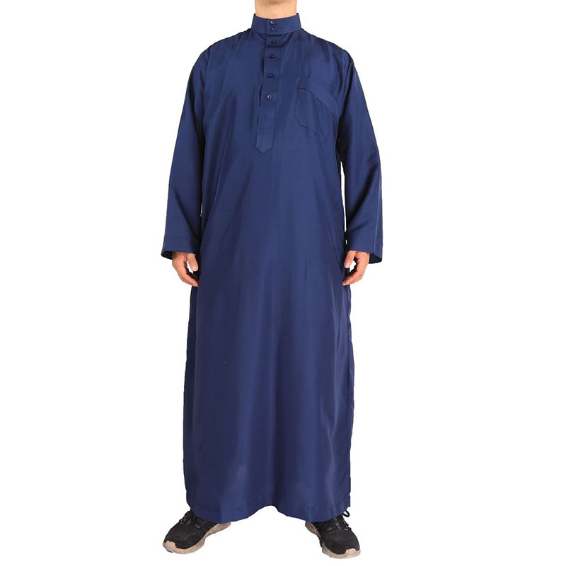 Robes islamiques pour hommes, vêtements musulmans, robe arabe rétro, manches longues, thobe solide, document adt dubaï, caftan saoudien, haut de chemise