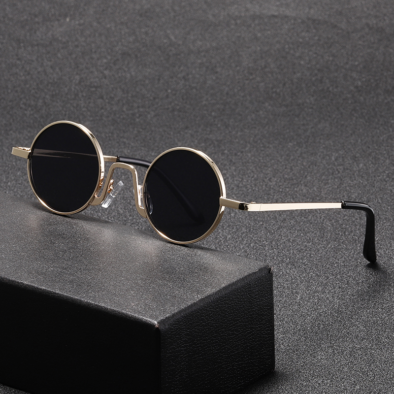 Lunettes de soleil Hippie rondes rétro pour femmes et hommes, tendance Punk Disco, lunettes de fête, cercle en métal, Protection UV