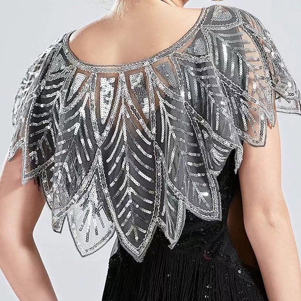 Élégant châle-cape d'été sans manches en polyester à col en V, orné de perles, 6 couleurs, pour femme