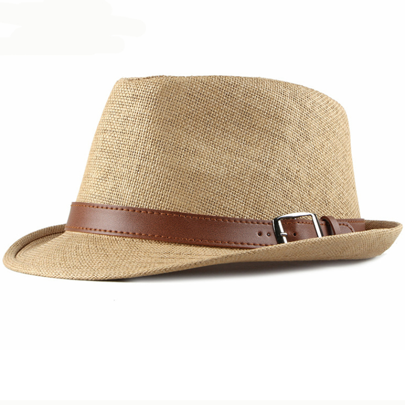 Chapeau de plage vintage pour hommes, à bord court, en paille, avec ceinture, style coréen, ander, HT2490