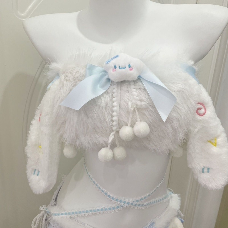 MINISO cannelle Sexy doux Costume moelleux blanc oreille haut bleu pantalon court ensemble complet pour les femmes vêtements de nuit d'hiver tenues