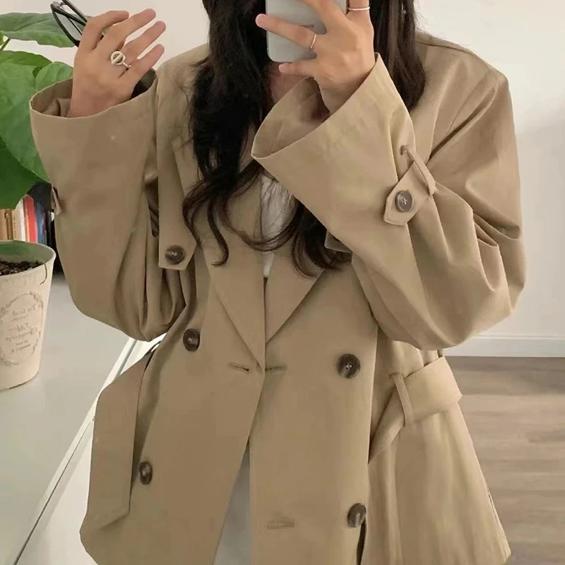Manteau long à double boutonnage pour femme, coupe-vent avancé coréen, tempérament de la mode, automne et hiver, nouveau
