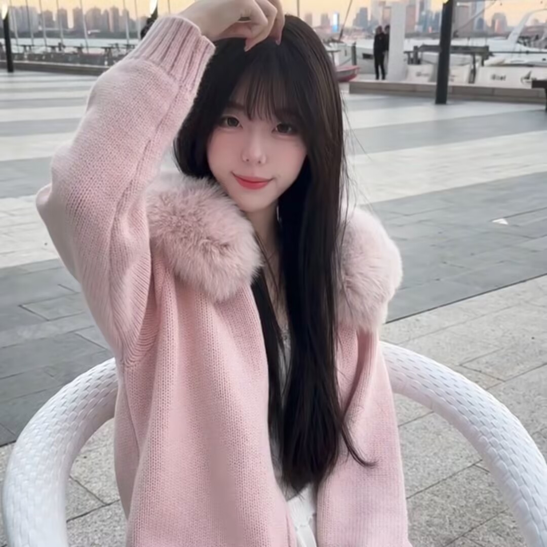 Cardigan surdimensionné à capuche pour femme, pull en fausse fourrure, couleur unie, manteau tricoté, à la mode, tricot ample, automne 2025
