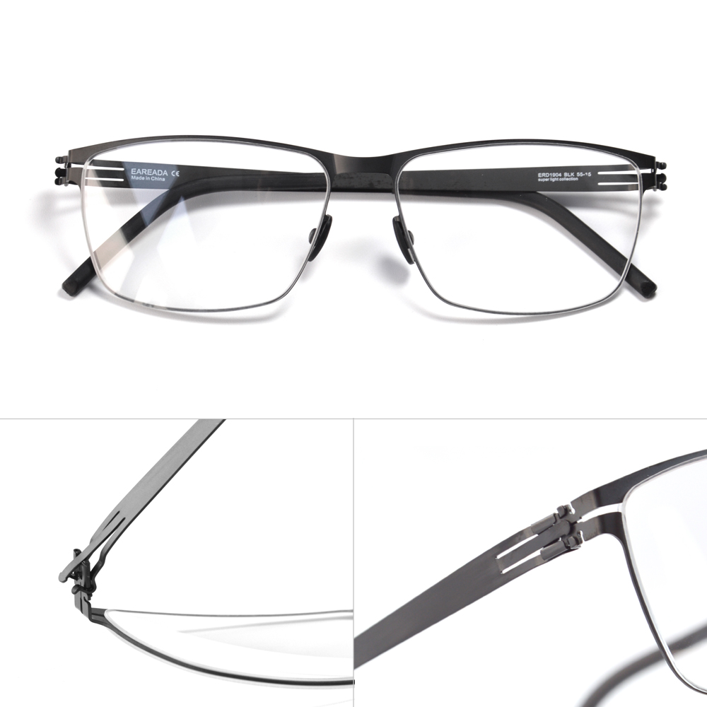 Monture de lunettes sans vis en métal ultra légère pour hommes, lunettes carrées d'affaires, lunettes à jante complète, design Berlin, Allemagne