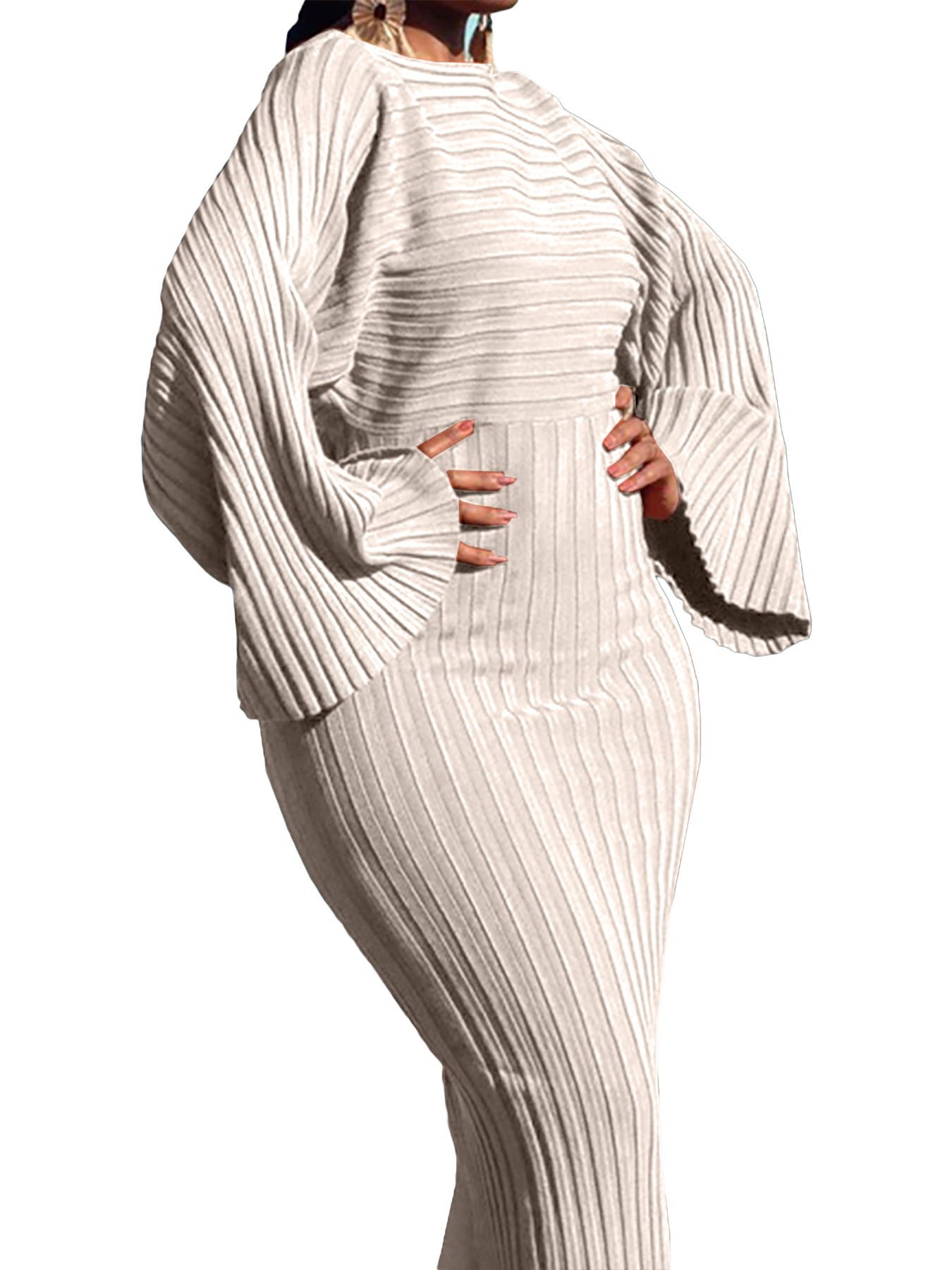 Robe en tricot pour femmes, col rond, taille élastique, enveloppante, robes de hanche épissées, coupe cintrée irrégulière, manches longues, élégante, hiver 2025