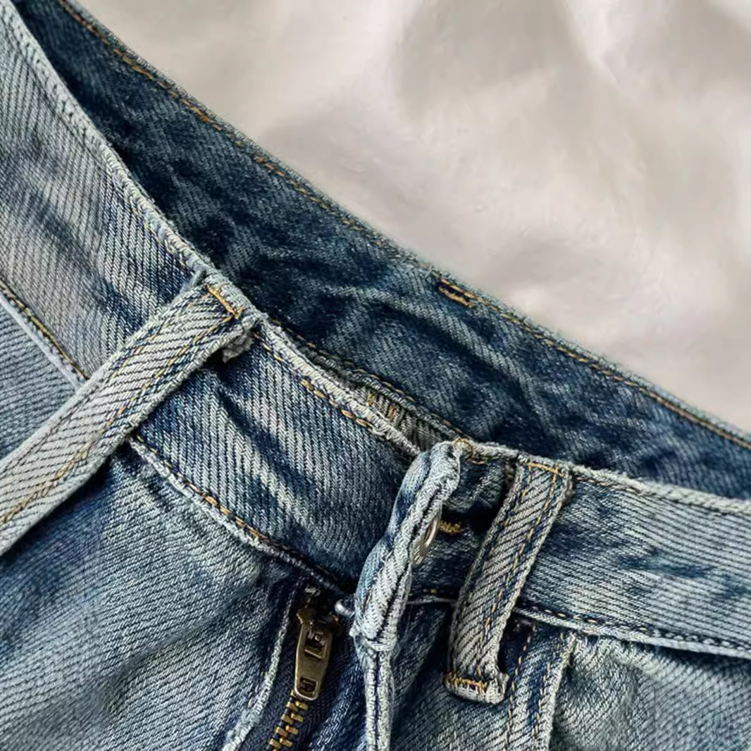 2025 femmes Denim Shorts taille haute Vintage lavé droit jambe large Denim jean fermeture à glissière genou longueur jean pantalons courts