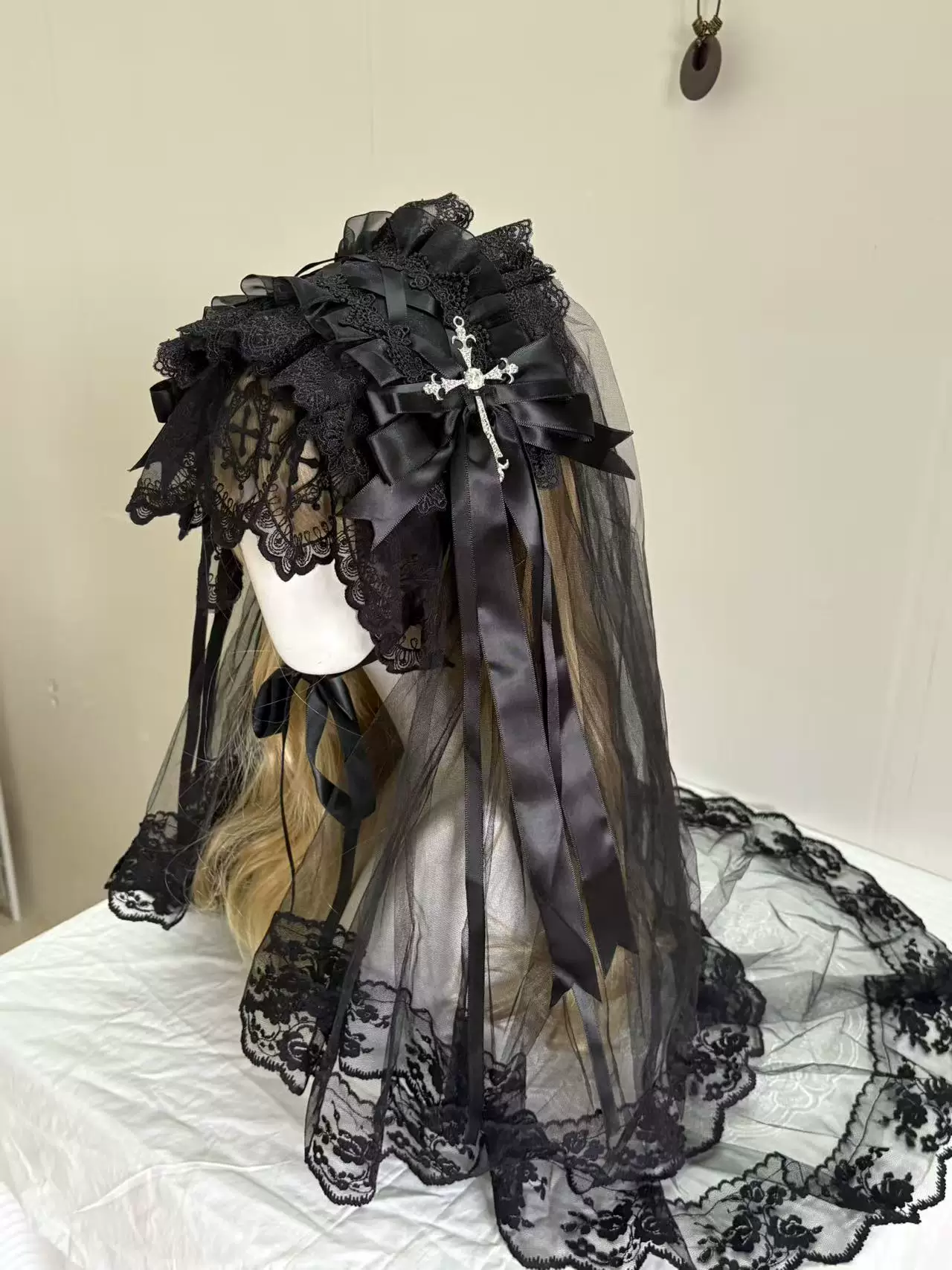 Voile de nonne gothique originale, bandeau d'Halloween, coiffe Lolita, style Dark Angel Subculture.