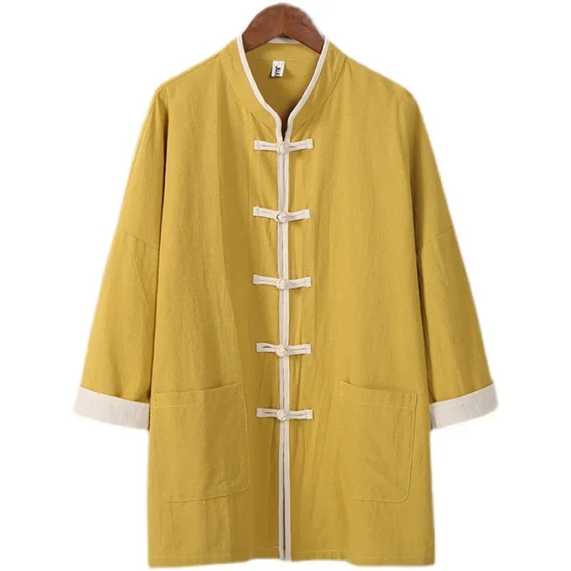 Robe Traditionnelle Alberoise en Coton pour Homme, Chemise Ligne, Vêtements Décontractés, Mince, Manteau Vintage Trempé, Y-Tang, Grande Taille, Printemps Été 2024