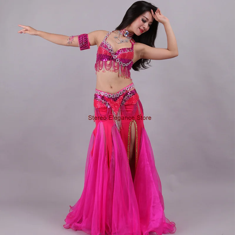 Costume de brevdu Ventre pour Femme Adulte, Broderie Perlée, Ensemble de Cinq Pièces, de Scène, de Performance Indienne