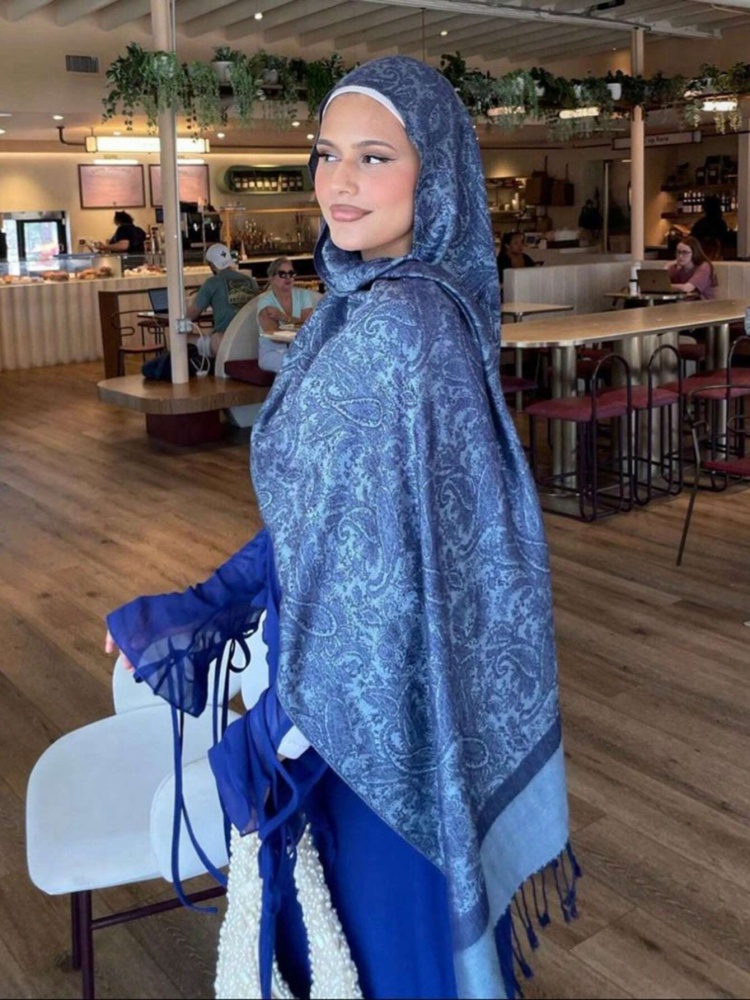 [T003] 1pc bohème mode Paisley Jacquard Pashmina écharpe gland dames Hijab châle enveloppement hiver adapté pour un usage quotidien