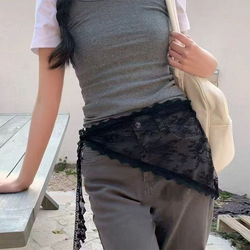Foulard triangulaire en dentelle pour femme, accessoire de cheveux simple avec rose, style rétro campagnard français, bandeau pour cheveux