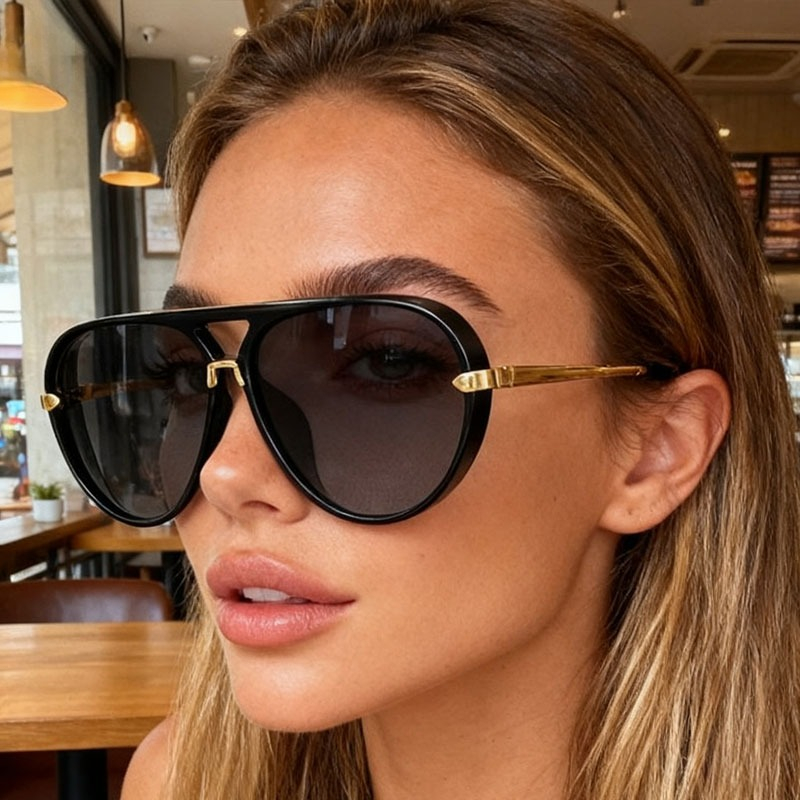 Lunettes de soleil ovales classiques pour femmes et hommes, nouvelle mode, dégradé noir-vert, lunettes de soleil rétro pour femmes, protection UV400 pour l'extérieur