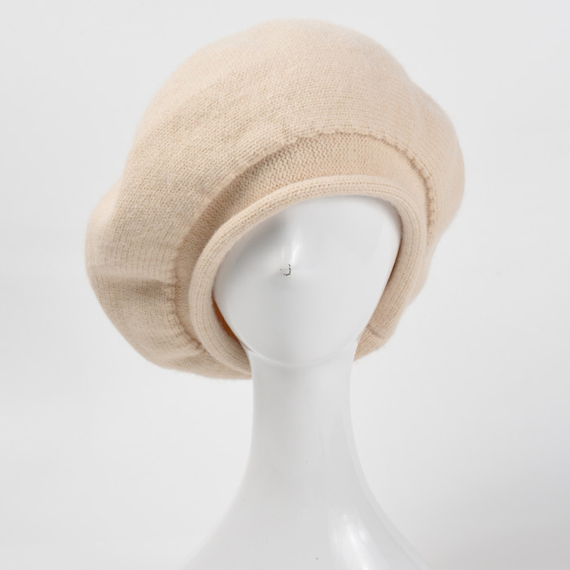 Béret en laine tricoté pour femme, style vintage, couleur unie, chaud, pour l'automne et l'hiver, casquette de peintre artiste japonaise et coréenne, anti-froid