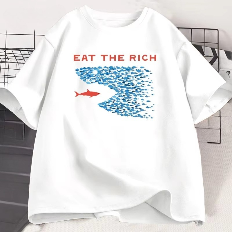 T-shirt Eat The Rich pour hommes et femmes, T-shirt drôle en coton à manches courtes, Streetwear imprimé, T-shirt décontracté, hauts amusants, vêtements pour hommes