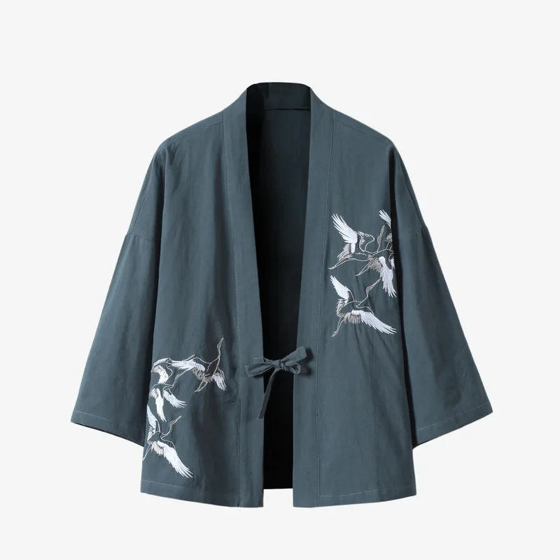 Robes Kimono de Style Japonais, Cardigan Haori à Imprimé Grue Traditionnelle, Vêtements Asiatiques, Vestes d'Entrée de Samouraï, Streetwear Hip Hop
