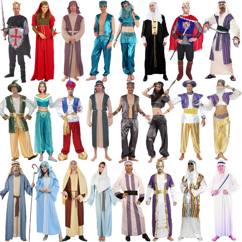 Costume de cosplay arabe pour adultes, robe d'Halloween, Aladdin, Inde, Moyen-Orient, Dubaï, contribuables, troupeau, hommes et femmes