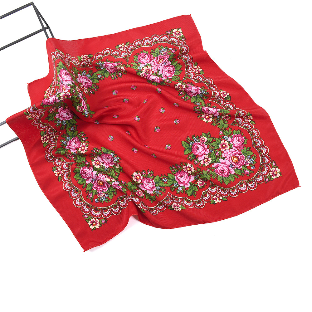 70*70 cm russe carré écharpe de luxe femmes fleur impression Bandana femme bandeau foulards mouchoir Babushka bandeau