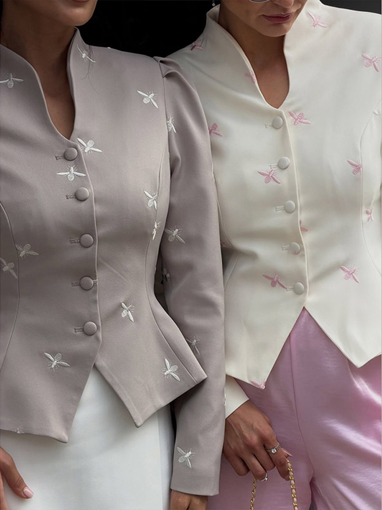 Veste pour femme, col en V, épaules bouffantes, manches longues, taille cintrée, blazer, manteau à simple boutonnage, élégant, décontracté, vêtement d'extérieur pour femme.