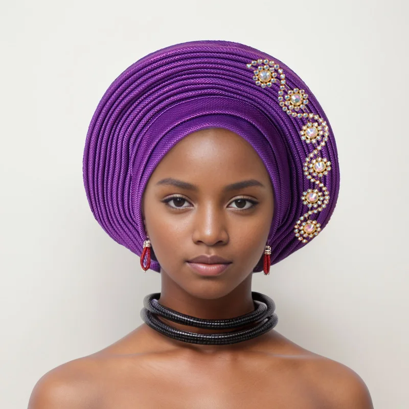 Couvre-chef africain Auto Gele femmes Turban casquette Nigeria couvre-chef fête de mariage cravates femme bandeau déjà fait Autogele