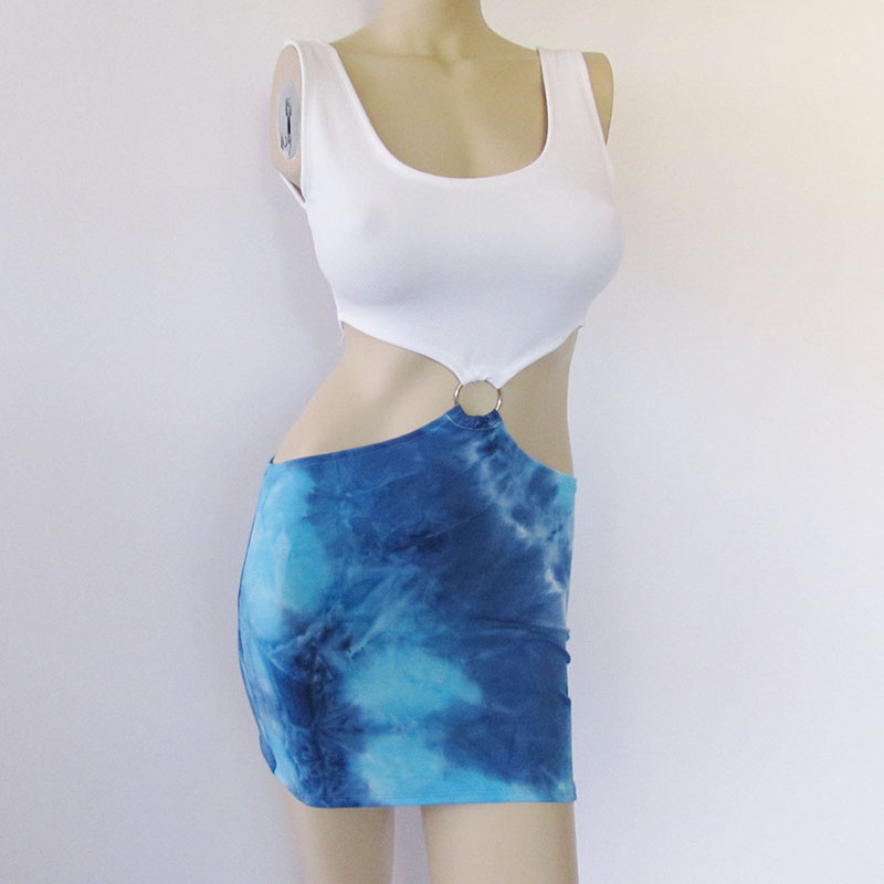 Film jolie femme Julia Roberts Cosplay déguisement de Film de comédie romantique Sexy bleu taille nue robe découpée TieDye Halloween Cosplay