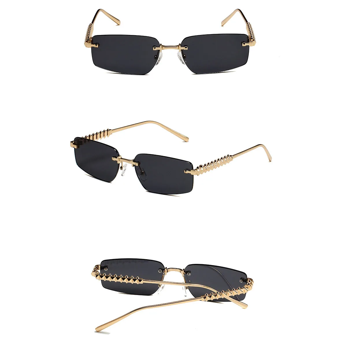 Lunettes de soleil métalliques sans monture pour femmes et hommes 2025 – Style vintage punk, marque de luxe, design tendance, pour voyage en extérieur, populaires, hip-hop, protection UV400