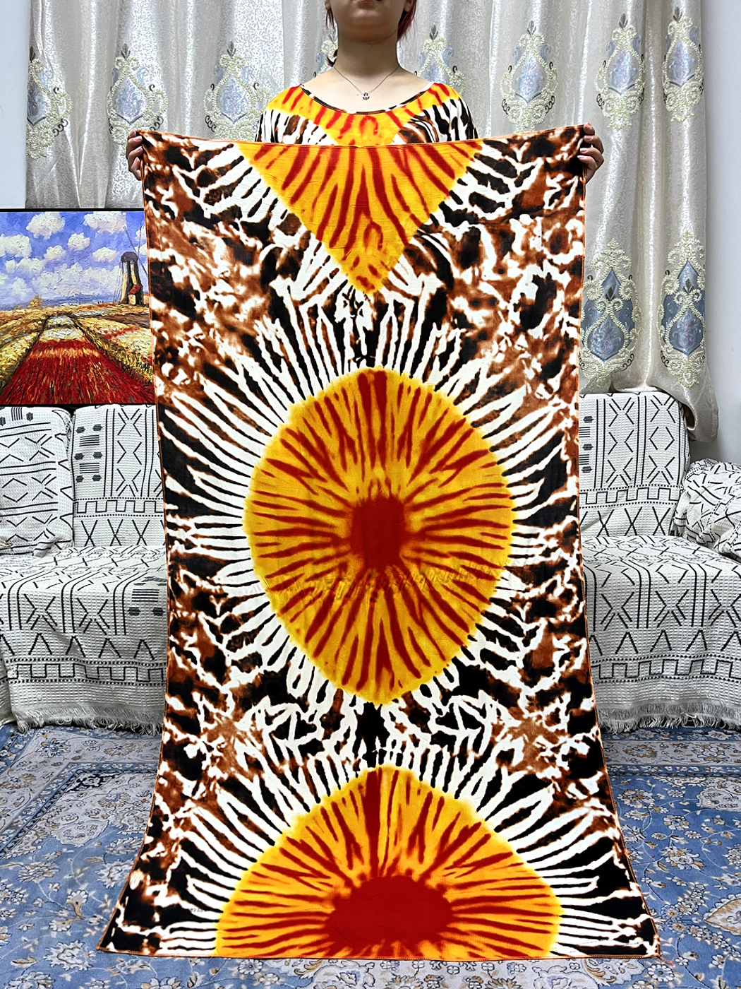 Abayas musulmanes en coton pour femmes, imprimé Floral, ample, dubaï, Robe africaine, Islam, Nigeria, avec châle, écharpe, 170x60cm, 2023