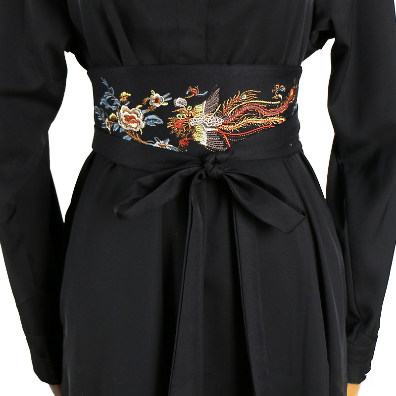 Ceinture brodée traditionnelle chinoise pour dames, style ethnique, Hanfu, décor de robe, ceinture large, corset élégant, ceinture utilitaire, 2025