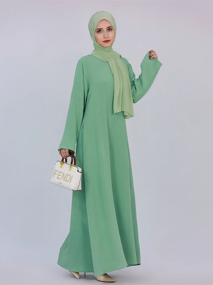 Robe de prière musulmane en lin pour femmes, Kebaya, Kebaya, Islam, Modeste, Monochromatique, Ramadan, Eid, Dubaï, Turquie, Kaftan