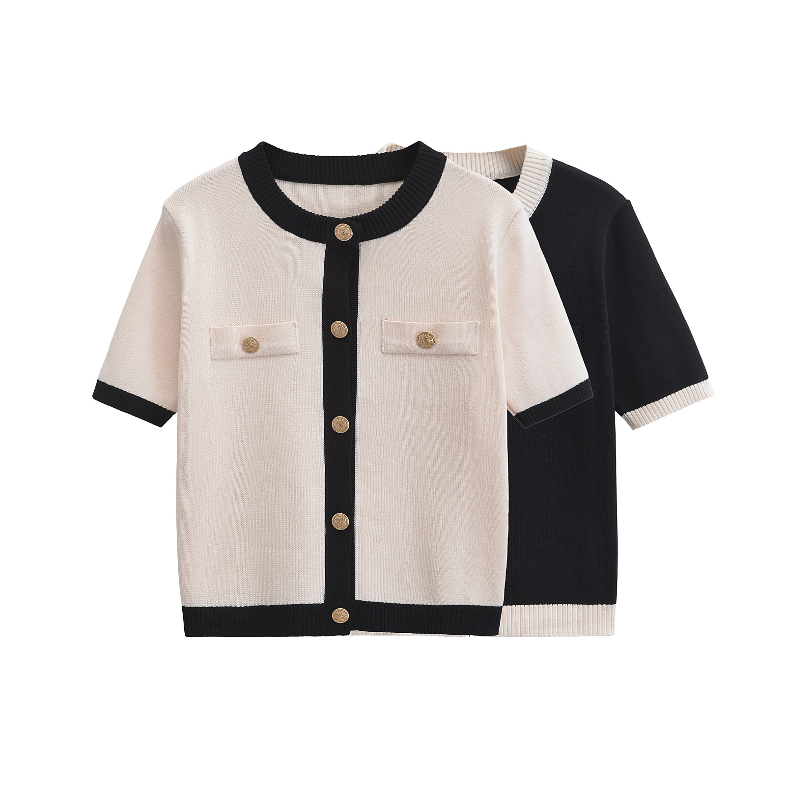 Veste tricotée pour femmes, nouvelle mode décontractée, classique, col rond, simple boutonnage, manches courtes, pull, manteau, été
