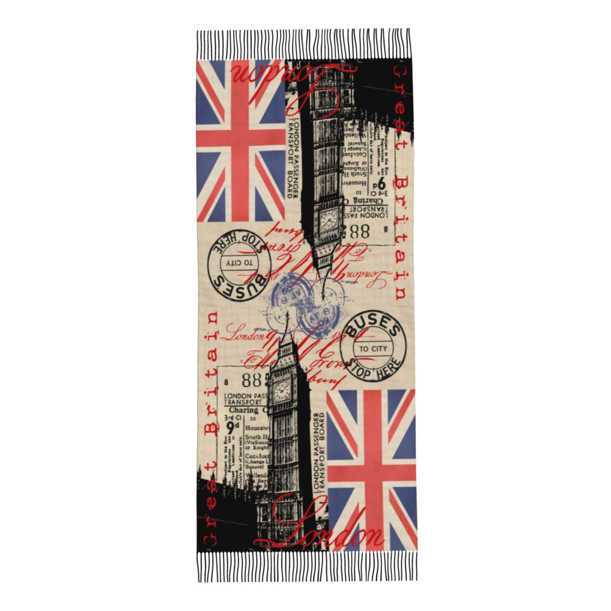 Écharpe à pampilles rétro vintage personnalisée pour femmes, châles chauds, enveloppements féminins, britannique, britannique, Londres, hiver, automne