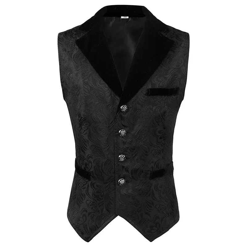 Gilet de Pirate médiéval pour hommes, Cosplay de la Renaissance, gilet Vintage Vicotiran Steampunk Jacquard, robe longue gothique, gilet noir
