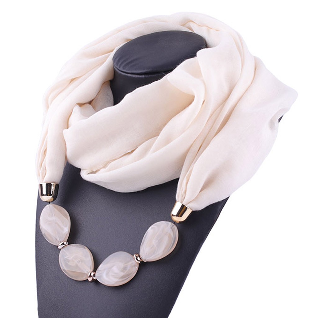 Scraf femmes coton lin collier pendentif écharpe mode Style ethnique doux collier vacances couleur unie collier écharpe cou
