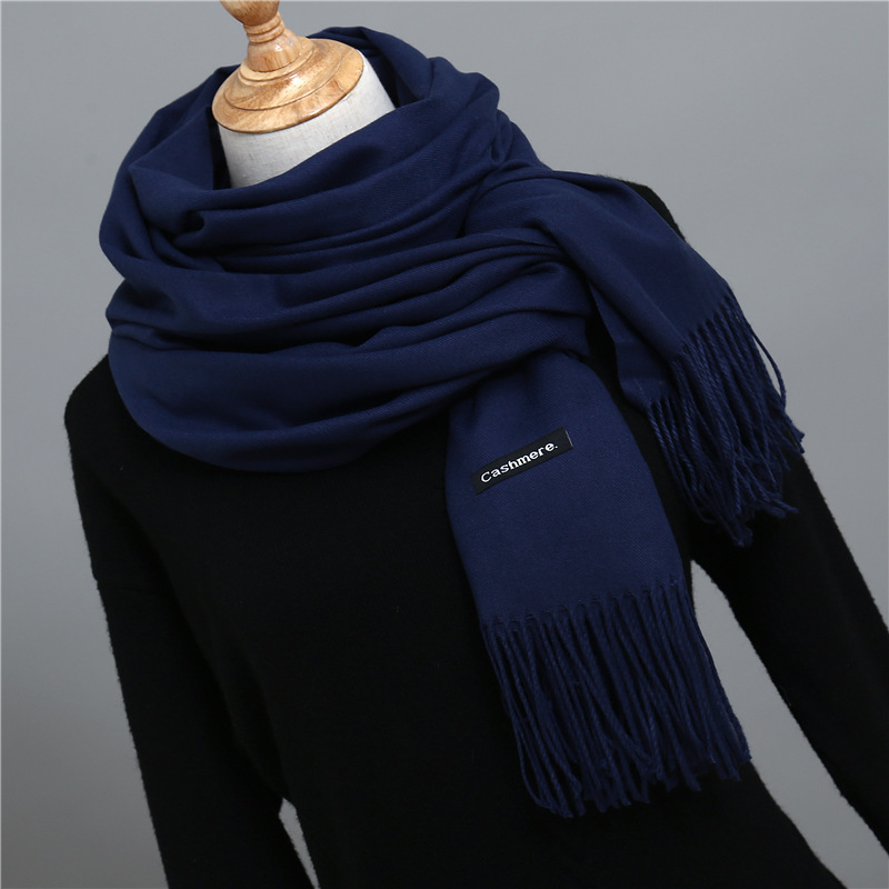 Écharpe en cachemire de couleur unie pour hommes hiver Pashmina foulard chaud marine noir gris foulards d'affaires pour hommes châles Bufandas masculins
