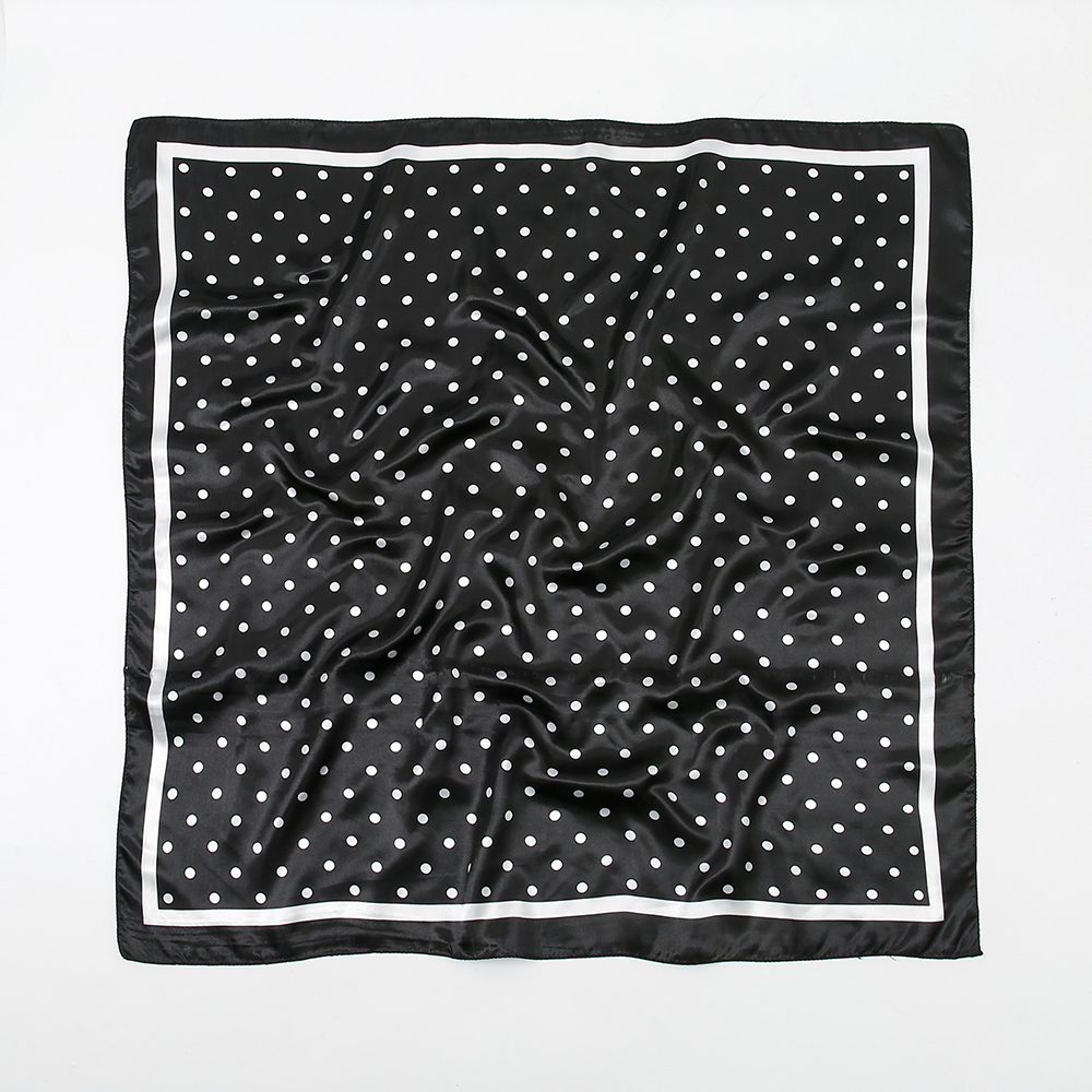 Foulard carré 90 cm imprimé à pois en satin de soie, châle, hijab pour femme musulmane, foulard pour cheveux, bandeau de mode pour femme, turban fin pour femme
