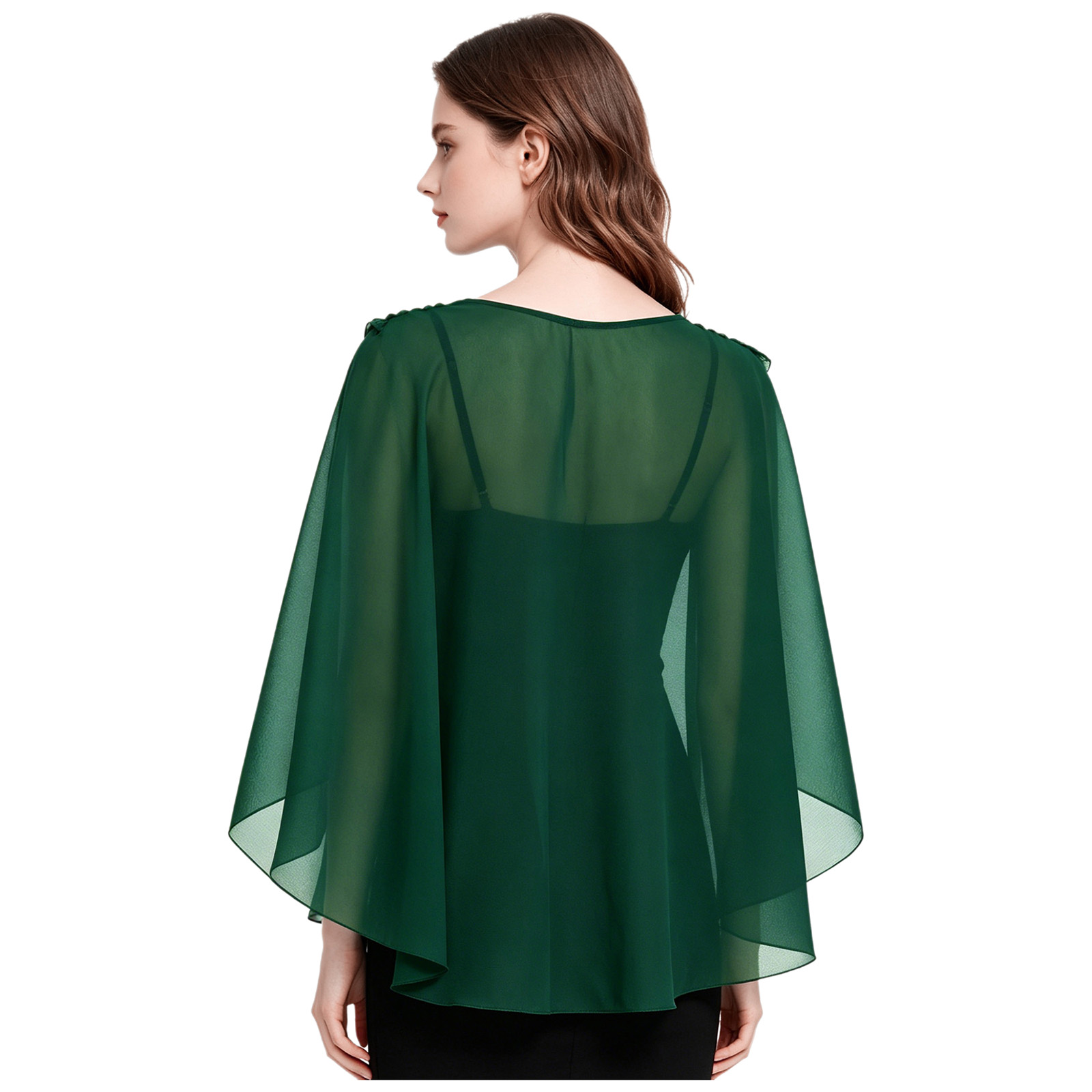 Châles élégants en mousseline transparente pour femmes, col drapé, sans manches, fluides, capes, boléros, étoles pour robe de soirée, demoiselle d'honneur, mariage, couvre-robe