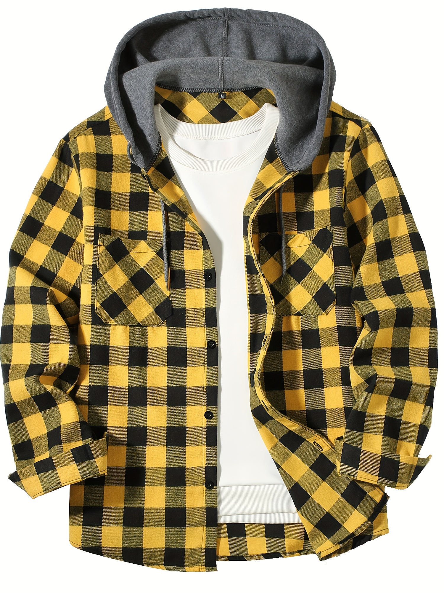 Nouveau manteau printemps-automne pour homme, chemise à capuche à carreaux ample, grande taille, mode décontractée, chemise à manches longues, style streetwear, tailles S-3XL