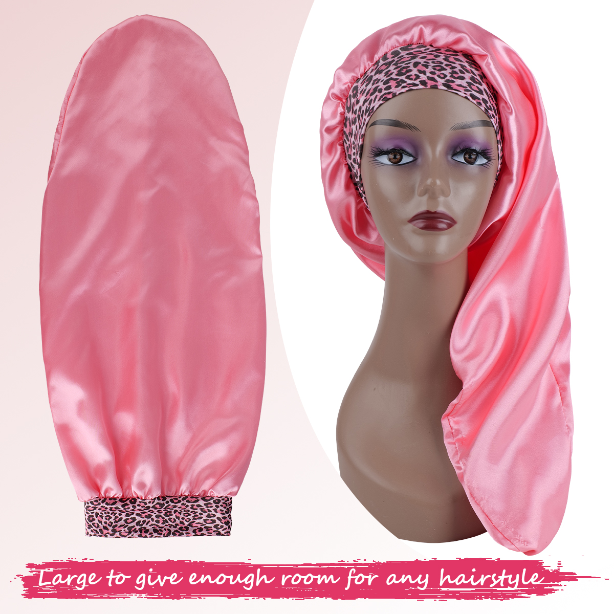Bonnet de nuit en satin extra long pour femme – Surdimensionné, réglable, respirant pour cheveux bouclés et naturels