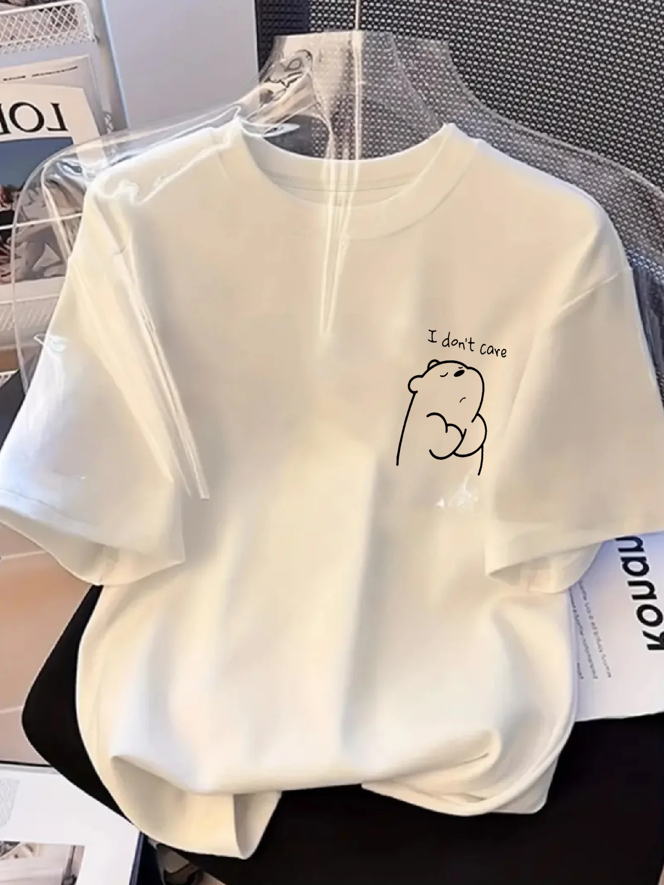 T-shirt à manches courtes imprimé ours Simple, grande taille, Style décontracté et polyvalent, adapté aux vêtements quotidiens et de sortie pour femmes