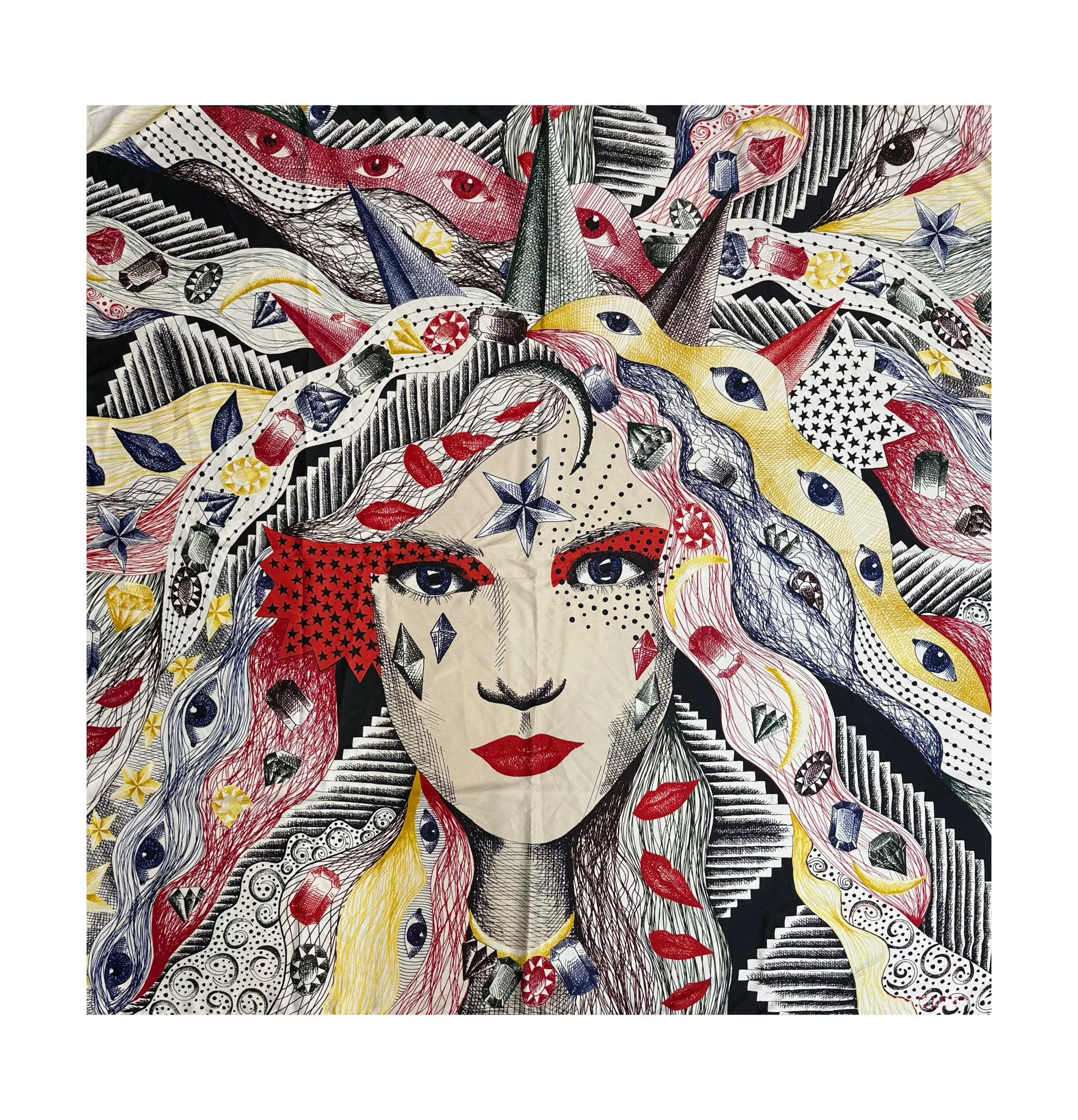 Écharpes en soie pour femme 	 à pois 	   Écharpe Graffiti Bandana, foulard carré tendance, 120cm x 120cm, en polyester