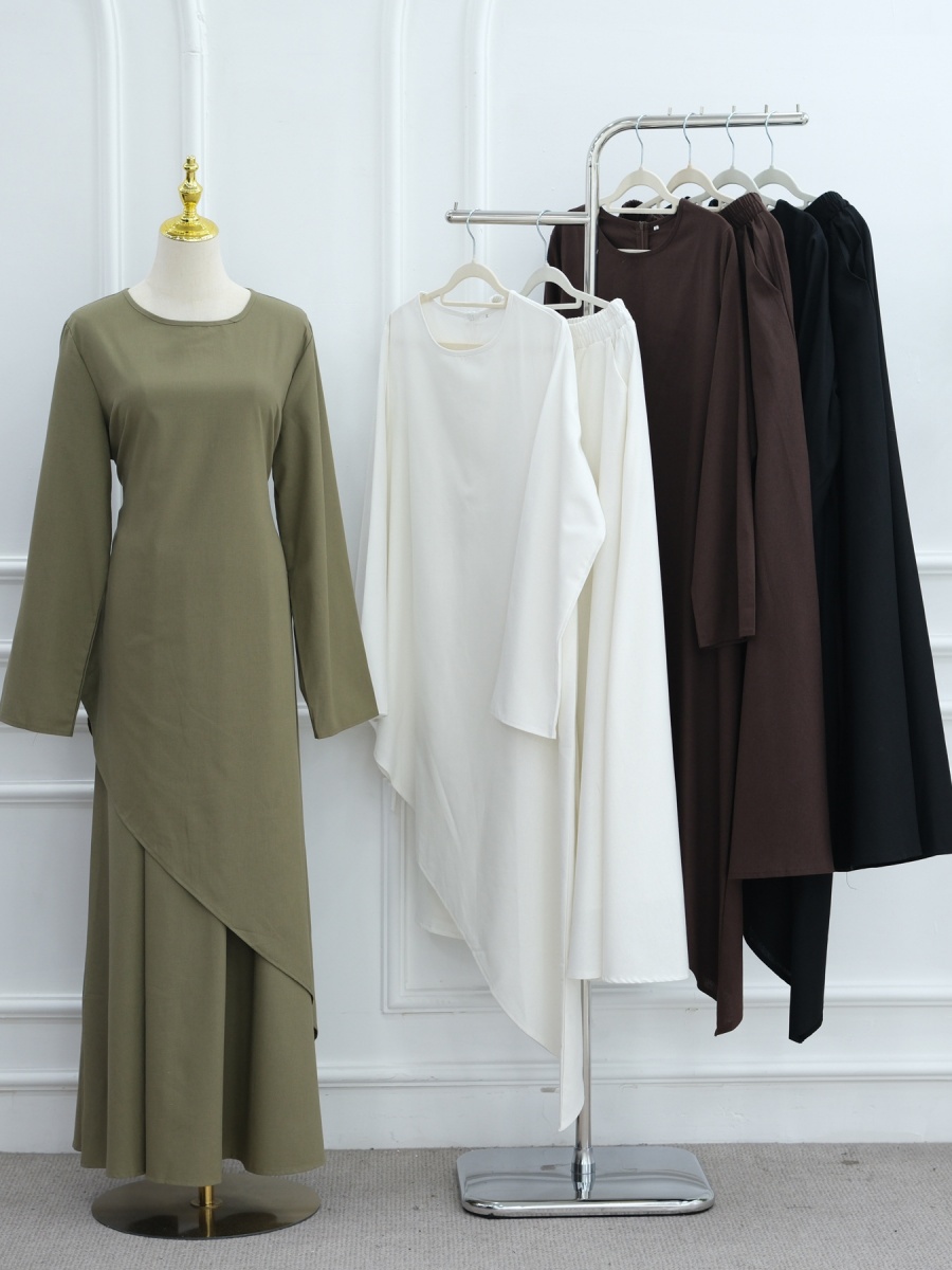 Abayas musulmanes du Moyen-Orient, arabes, de Dubaï pour femmes, ensemble deux pièces avec haut et jupe, robe kaftan modeste pour le Ramadan, vêtements islamiques pour femmes