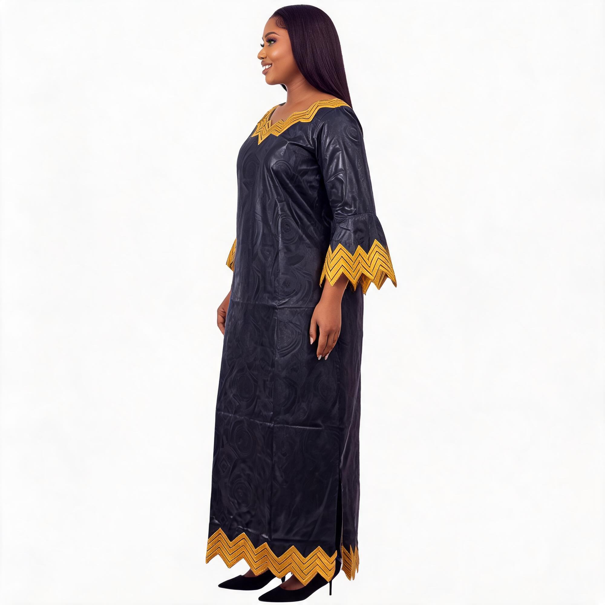 Robes africaines pour femmes grande taille, robe longue en bazin riche avec broderie et écharpe