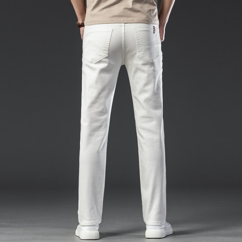2025 hommes jean blanc mode décontracté Style classique coupe droite régulière pantalon doux mâle pantalon extensible avancé