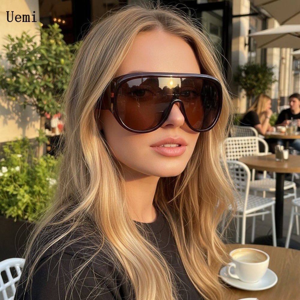 Lunettes de soleil de luxe surdimensionnées pour femmes et hommes, grandes lunettes de sport, tendance, UV400, nouvelle collection