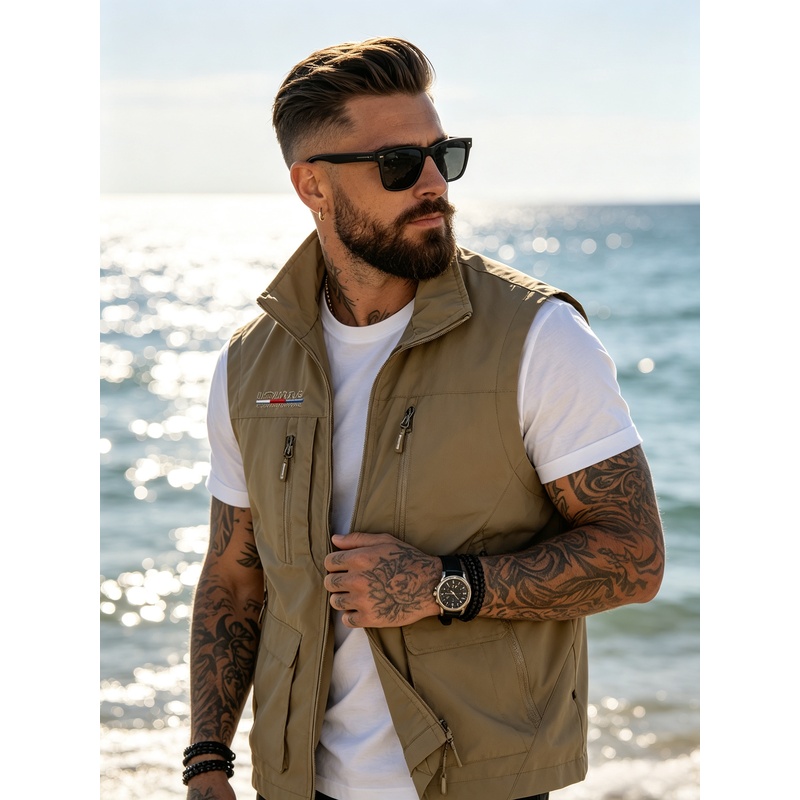 Gilet de pêche pour hommes, mode printemps-été, multi-poches, pour activités de plein air, sport, photographie, décontracté, moto.